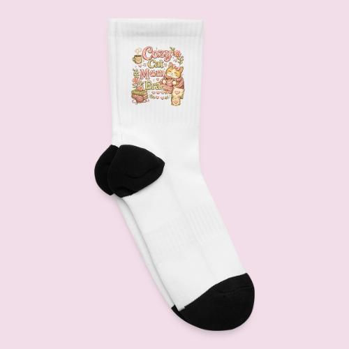 Cozy Cat Mom Era Faux Stitched Design - Tennis Socks