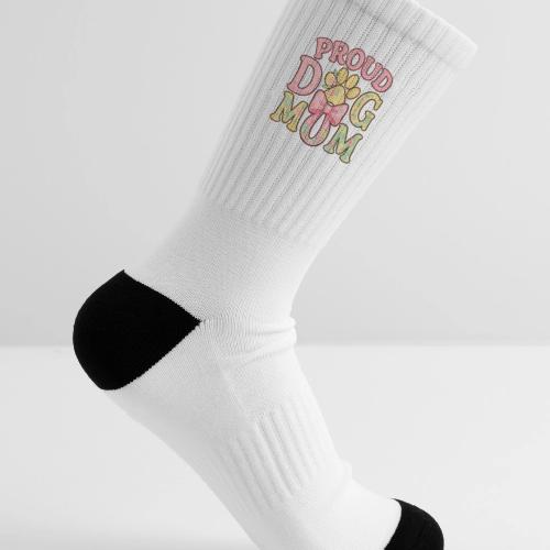 Proud Dog Mom Floral Paw Bow - Tennis Socks