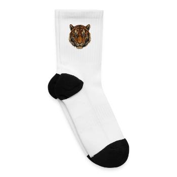 Tiger Face Vintage Design | Majestic Big Cat - Tennis Socks - white - Right