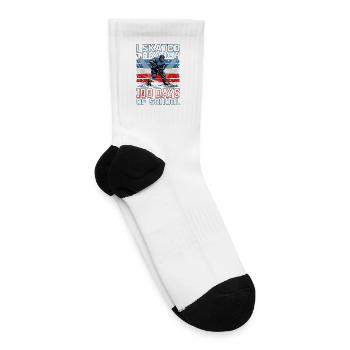  I Skated Through 100 Days Of School Hockey Player - Tennis Socks - white - Right