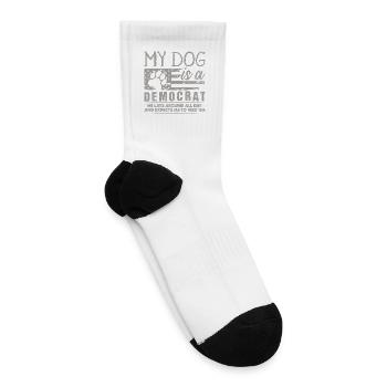 My Dog Is A Democrat, Conservative Humor Gift - Tennis Socks - white - Right