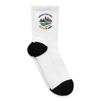 Chicago Skyline Pickleball Court Pizza Slices - Tennis Socks - white - Right