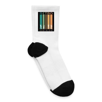 Retro Nostalgic Silhouette Stripes - Tennis Socks - white - Right