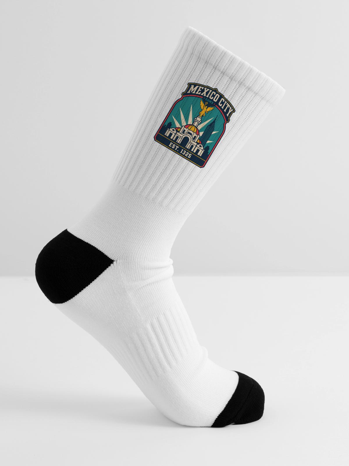 Mexico City CDMX Emblem - Tennis Socks - white - Right