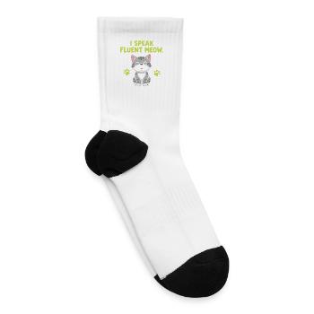 I Speak Fluent Meow Cat Lover Graphic - Tennis Socks - white - Right