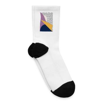 Retro Abstract Geometric Pattern - Tennis Socks - white - Right