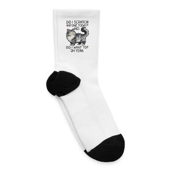 Fluffy Gray Cat Portrait Charm - Tennis Socks - white - Right