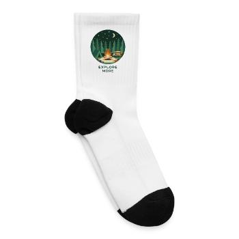 Explore More Forest Campfire Night Sky Badge - Tennis Socks - white - Right
