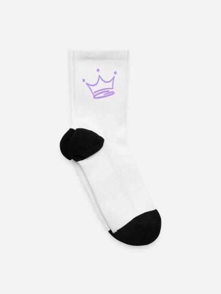 Lavender Crown Line Art - Tennis Socks - white