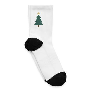 Minimalist Christmas Tree with Gold Star - Tennis Socks - white - Right