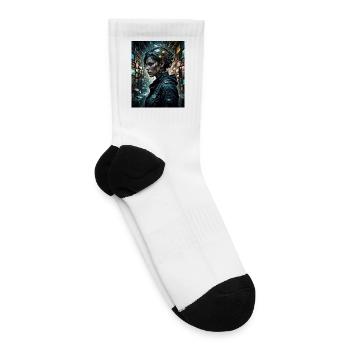 Cybernetic Futurist Female Portrait - Tennis Socks - white - Right