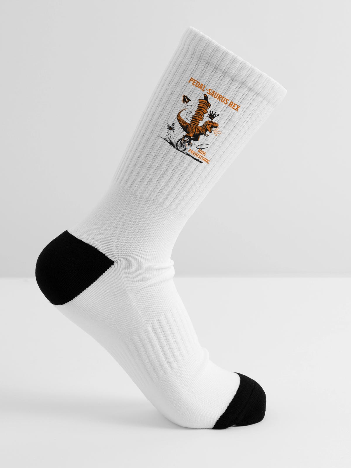 Pedal-Saurus Rex – Ride Prehistoric - Tennis Socks - white - Right