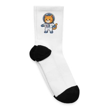 Astronaut Cat - Tennis Socks - white - Right