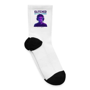 Glitched But Still Gaming – Neon Gamer Art - Tennis Socks - white - Right