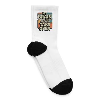 My Brain Has Too Many Tabs Open Retro Computer Tee - Tennis Socks - white - Right