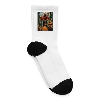 Epic Bearded Lumberjack in Pine Forest - Tennis Socks - white - Right