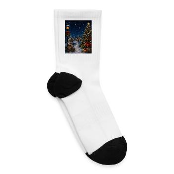 Snowlit Christmas Village - Tennis Socks - white - Right