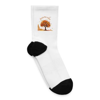 Autumn Vibes Tree Print - Tennis Socks - white - Right