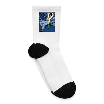 Relaxed Woman with Retro Vibe - Tennis Socks - white - Right