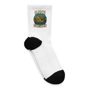 Save the Oceans Turtle Conservation Design - Tennis Socks - white - Right