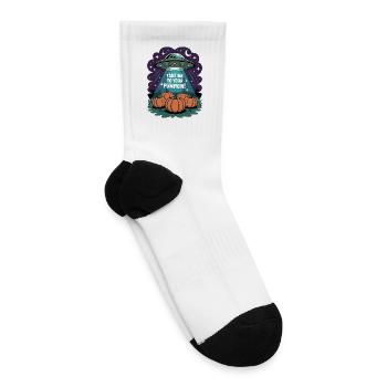 Pumpkin UFO Harvest Beams - Tennis Socks - white - Right