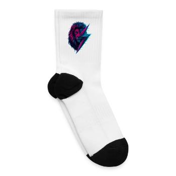Glitched lion thunderbolt mix - Tennis Socks - white - Right