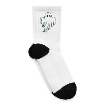 Playful Ghost in Draped Sheet Illustration - Tennis Socks - white - Right