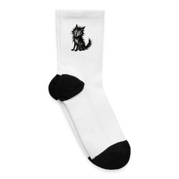 Ink Brush Anxious Dog - Tennis Socks - white - Right