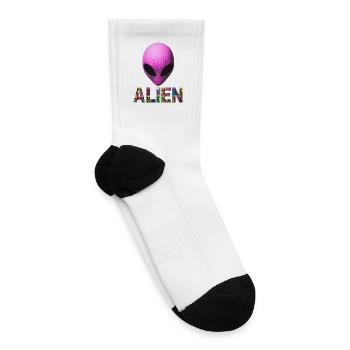 Neon Alien Word Mosaic - Tennis Socks - white - Right