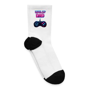Level Up Dad Neon Retro Controller - Tennis Socks - white - Right