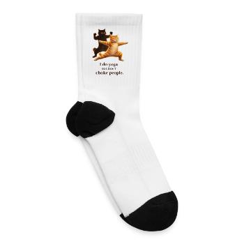 Yoga Cats Duo: Zen Feline Stretch - Tennis Socks - white - Right