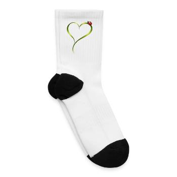 Ladybug on a Heart Made of Grass Blade - Tennis Socks - white - Right