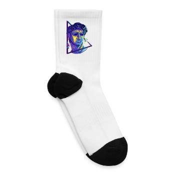 David Statue Neon Glitch Art - Tennis Socks - white - Right