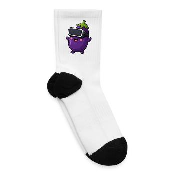 Eggplant Vegetable Vegan Cartoon Gamer - Tennis Socks - white - Right