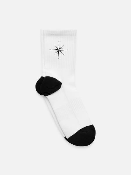 Noir Compass Rose - Tennis Socks - white
