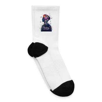 Floral Mindset Healing Illustration - Tennis Socks - white - Right