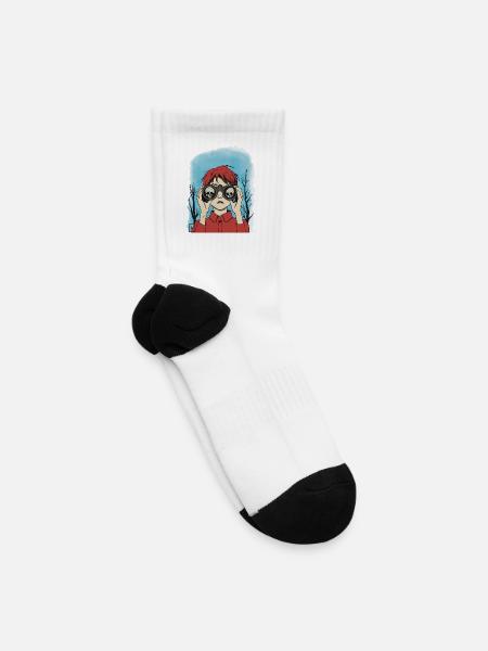 Gothic Child with Skull Binoculars - Tennis Socks - white