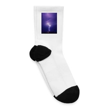 Dynamic Lightning Bolt Over Cityscape - Tennis Socks - white - Right