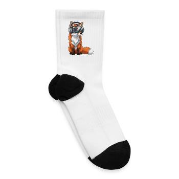Fox gamer cartoon player virtual reality internet - Tennis Socks - white - Right