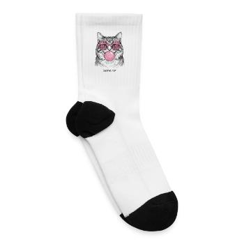 Bubblegum Cat in Pink Glasses - Tennis Socks - white - Right