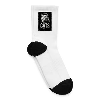 Powered by Cats T-Shirt – Funny Cat Mom Quote - Tennis Socks - white - Right