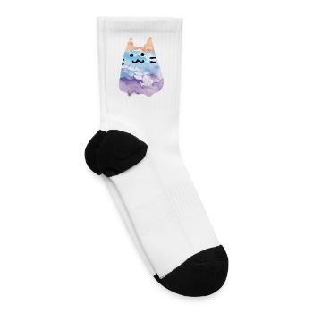 Watercolor Cute Cat - Tennis Socks - white - Right
