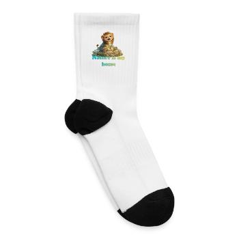 Trapped Lion Wildlife Conservation Design - Tennis Socks - white - Right