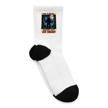 Funny Bigfoot Ice Cream UFO Shirt - Tennis Socks - white - Right