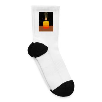 Gradient Candle Glow on Starry Night - Tennis Socks - white - Right