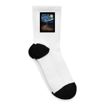 Spooky Starry Night Halloween Ghost Autumn Path - Tennis Socks - white - Right