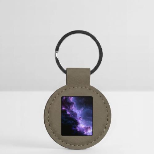 Purple Nebula Space Design - Round Shaped Keychain