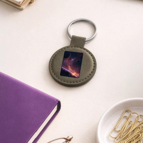 Cosmic Sunset Nebula Space Art - Round Shaped Keychain