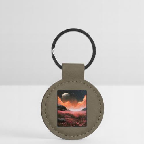 Moonlit Fantasy Flower Landscape - Round Shaped Keychain