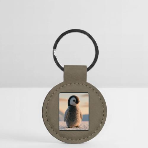 Cute Penguin Chick Sunrise Design - Round Shaped Keychain